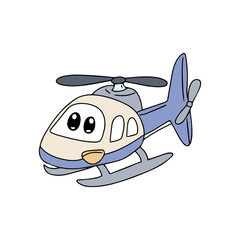 Adorable cartoon helicopter  isolated on white background. helicopter illustration, helicopter vector, helicopter icon vector illustration,