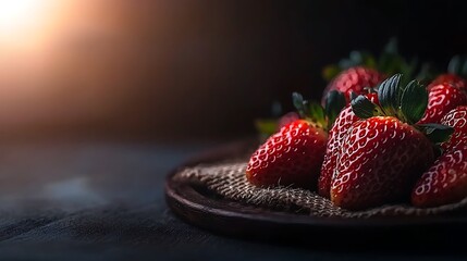 Fresh red berries on a tray