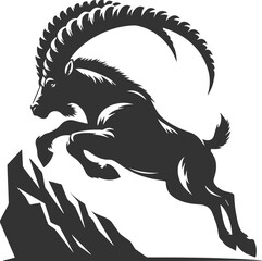 Black drawing vector silhouette of a goat