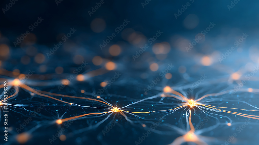 Aufkleber artificial intelligence symbols interconnected on a dark blue background. 3d rendering 75049136 4