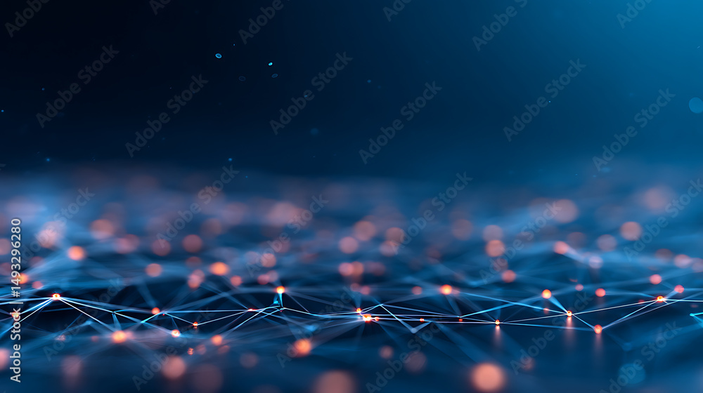 Poster artificial intelligence symbols interconnected on a dark blue background. 3d rendering 46194447 3