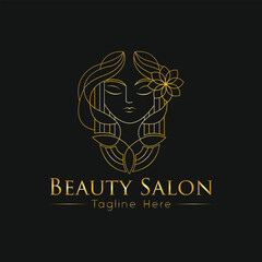 Luxury Beauty Salon Logo Design Elegant Woman Face Line Art for Spa and Cosmetics Branding