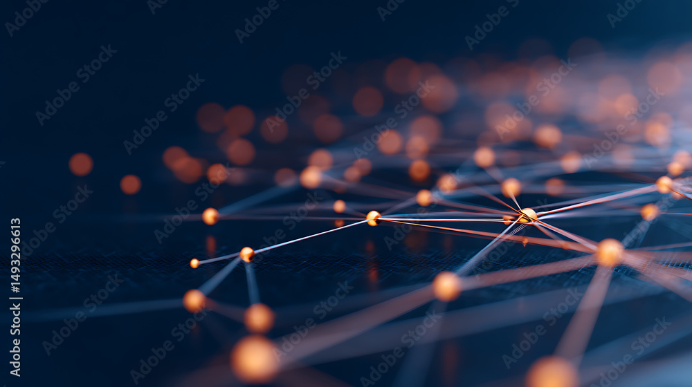 Poster digital ai and machine learning network illustration on dark background. 3d rendering 32611437 3