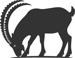Black drawing vector silhouette of a goat