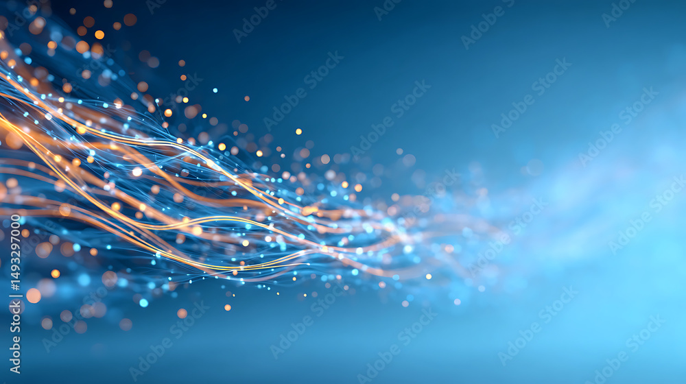 Poster abstract blue background with glowing lines. 3d rendering 69394971 2