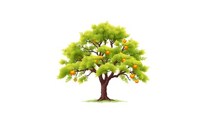 Verdant Osage Orange Tree  on white background