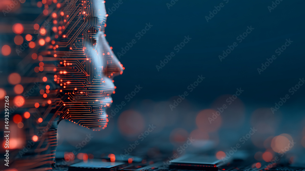 Aufkleber futuristic ai technology concept with neural network and circuit graphics. 3d rendering 51410256 1