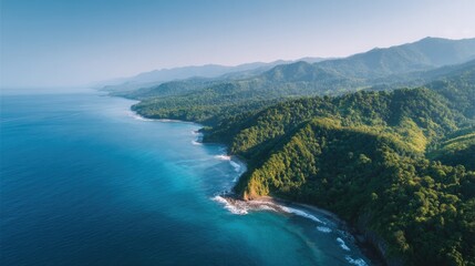 Fototapeta premium aerial view from drone looking directly down on asia with ample open space above for text or graphics