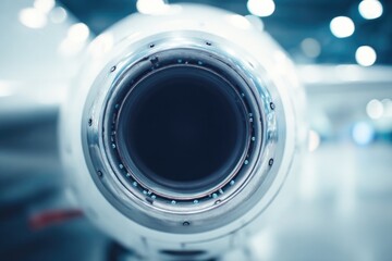 aerospace engine close-up with minimalistic design showcasing intricate details contrasting background