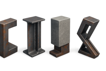 Industrial design 3d icons set – metallic, architectural, construction symbols