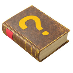 Mystery book concept with question mark illustration for education and learning resources design 3d render