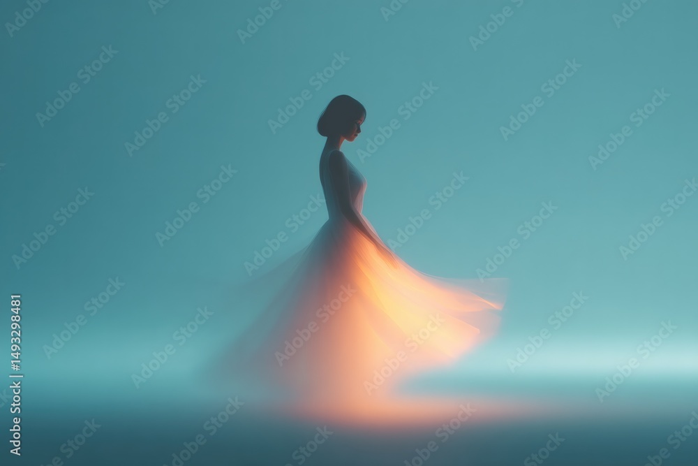 Aufkleber capture essence of movement with blurred silhouette in minimalistic setting