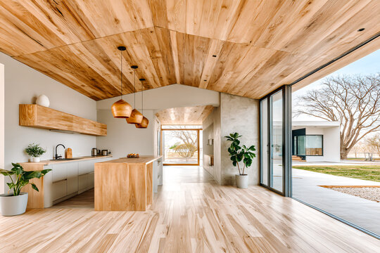 Bungalow avec grande baie vitr&eacute;e donnant sur le jardin