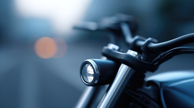 close-up of sleek motorcycle handlebars against blurred background
