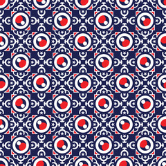 USA flag colors themed seamless geometric pattern