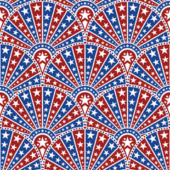 American patriotic sunburst style seamless pattern