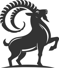 Black drawing vector silhouette of a goat
