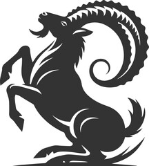 Black drawing vector silhouette of a goat