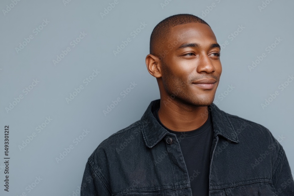 Poster portrait of curator embracing modern and minimalistic style offering ample copy space around their f