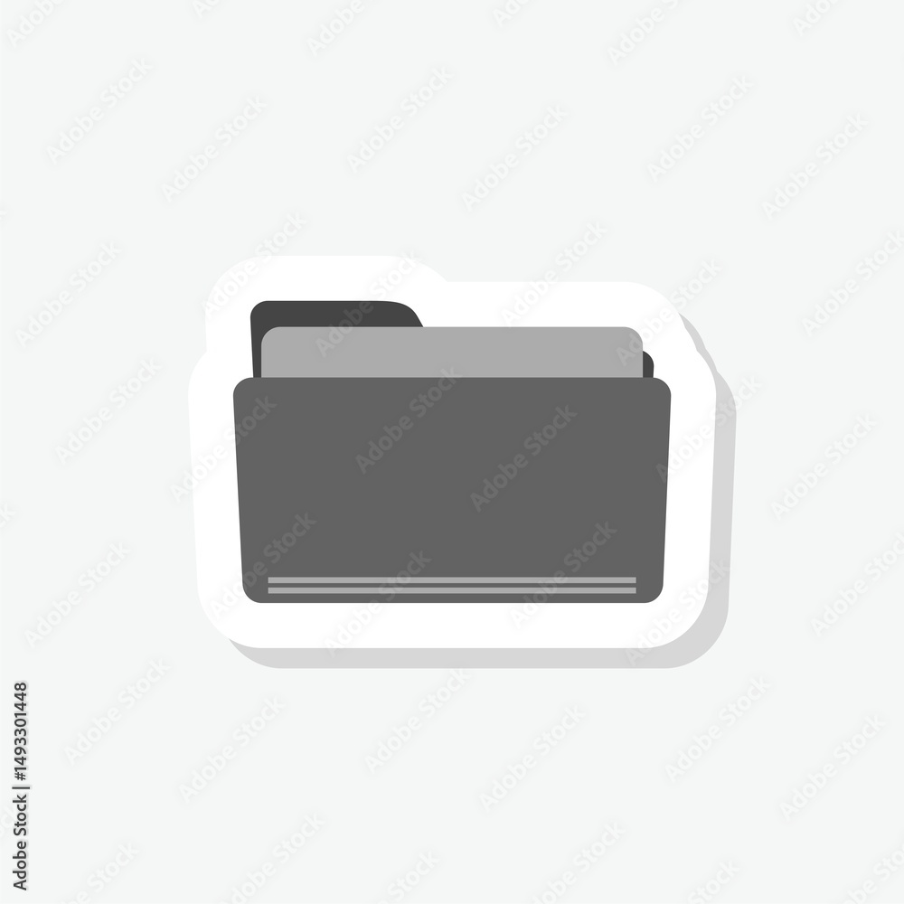 Poster open folder with documents icon sticker isolated on gray background