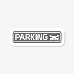 Parking icon sticker isolated on gray background