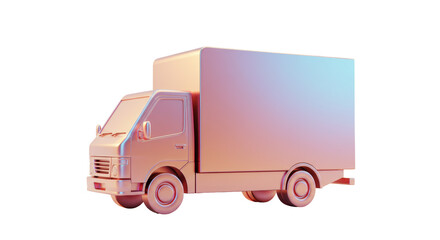 Isolated Delivery Truck Metallic Rendering