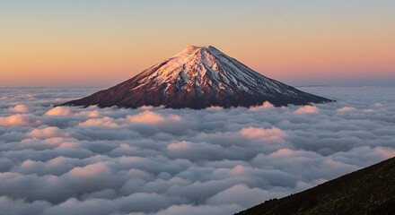 Snowy Mountain Peak Above Clouds