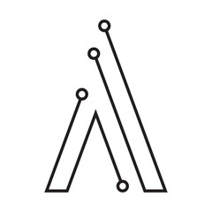 modern Letter A Logo Design with Digital Circuit Lines Tech Startup Company Identity Icon minimalist lineart logotype electronic technology