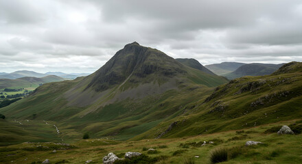 Fototapeta premium Lake District, England, mountain, Majestic Mountain Peak in the Lake District, England