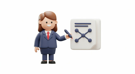 Smiling business figure presenting network