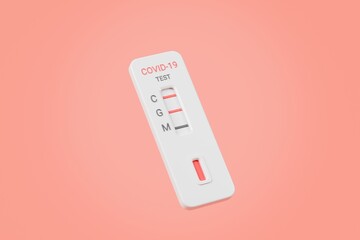 3D COVID-19 Coronavirus Tests kit icon. coronavirus, positive and negative rapid test cassettes. Coronavirus Antibody Tests May Produce Contradictory. Minimal cartoon COVID-19 test kit. 3d render. © Theeraphat