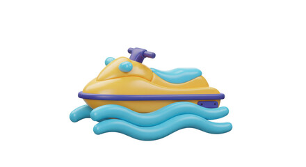 Isolated Yellow Jet Ski on Water
