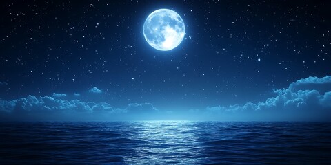 Peaceful night with moonlit sea