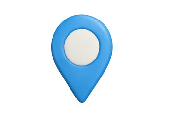 3d rendering of a blue map pin indicating a specific location, isolated on a transparent background