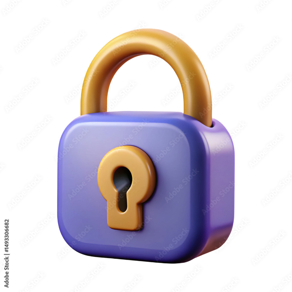 Poster a whimsical 3d padlock icon shimmering with security representing digital safety in a modern age wit