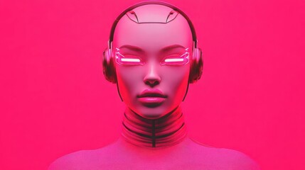 Futuristic billboard ad featuring a pink cyberpunk model