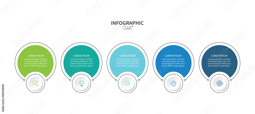 Poster business infographic template. 5 step timeline journey. process diagram, infographic elements vector