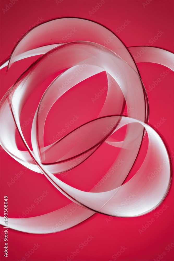 Aufkleber abstract ribbons flowing on red background; studio shot of curving shapes; modern design element for