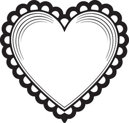 Scalloped Heart Frame Silhouette Black Vector Illustration