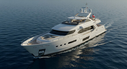 Fototapeta premium yacht, luxury yacht, motor yacht, Luxury Yacht Cruising on Calm Ocean Waters
