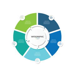 Business visualization infographic circle design template with 5 options, steps or processes. Business presentation.
