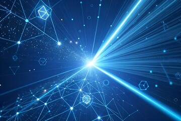 Obraz premium Abstract digital network connection lines and glowing light beam