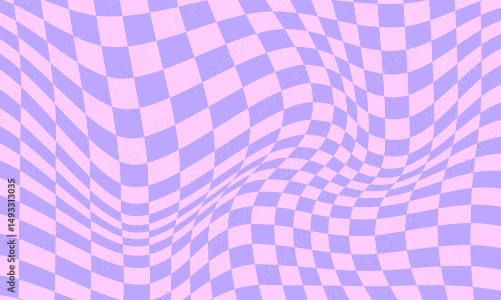 Poster Abstract Checkered Y2k Background. Cool Grid Groovy Pattern. Trippy Checker Retro Texture