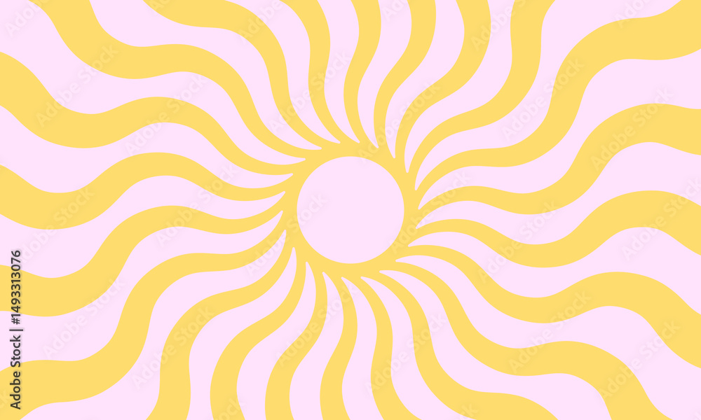 Aufkleber sun shine rays groovy pattern. cool retro funky beams summer background.