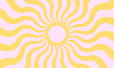 Sun Shine Rays Groovy Pattern. Cool Retro Funky Beams Summer Background.