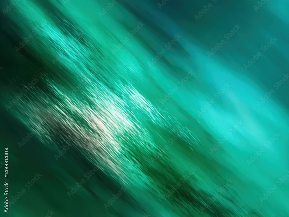Poster abstract motion blur of teal and green flowing diagonally creating a modern artistic background for 