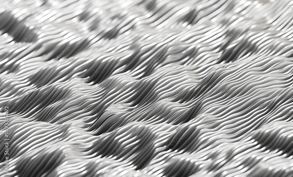 Poster white waveform futuristic background 3d rendering soft focus