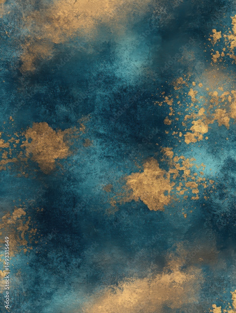 Poster abstract teal and gold texture background with mottled effect and metallic accents close up for desi