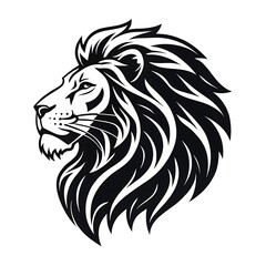 black and white Lion head logo design