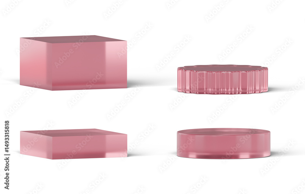 Poster pink podium collection set pack isolated background 3d rendering